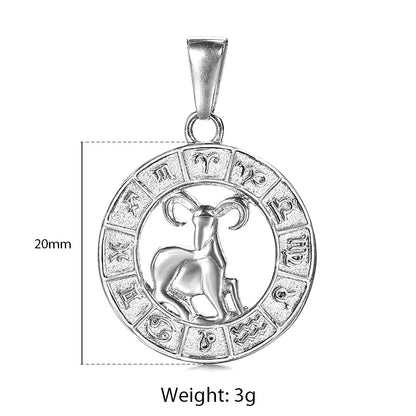 Silver Color 12 Horoscope Zodiac Sign Pendant Necklace