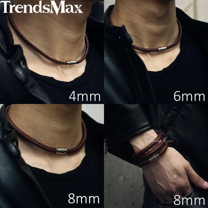 Man-made Leather Necklace Choker Black Magnetic