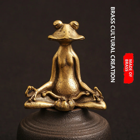 Frog Meditate Figurines Brass Meditation Pose Zen Incense Burner