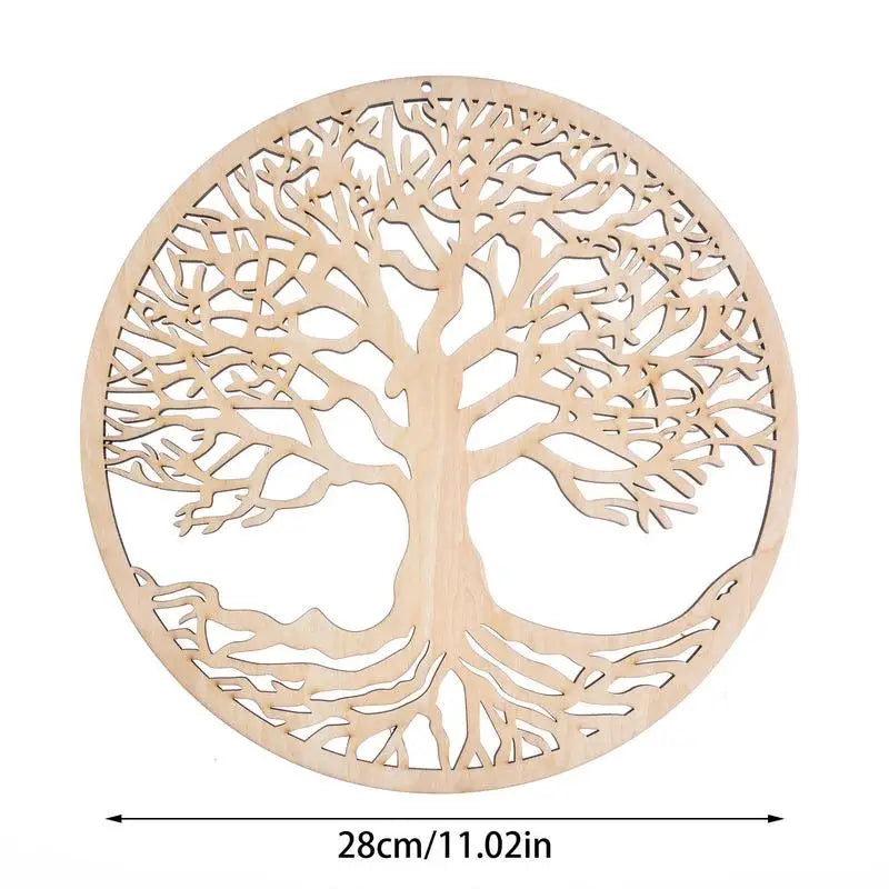 Wooden Tree Of Life Wall Art Round Cutout Decoration