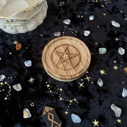 2 In 1 Pentagram Witches Wooden Candle Holder