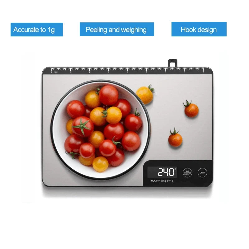 15Kg 1g Digital Kitchen Scale Stainless Steel Weighing Food scale