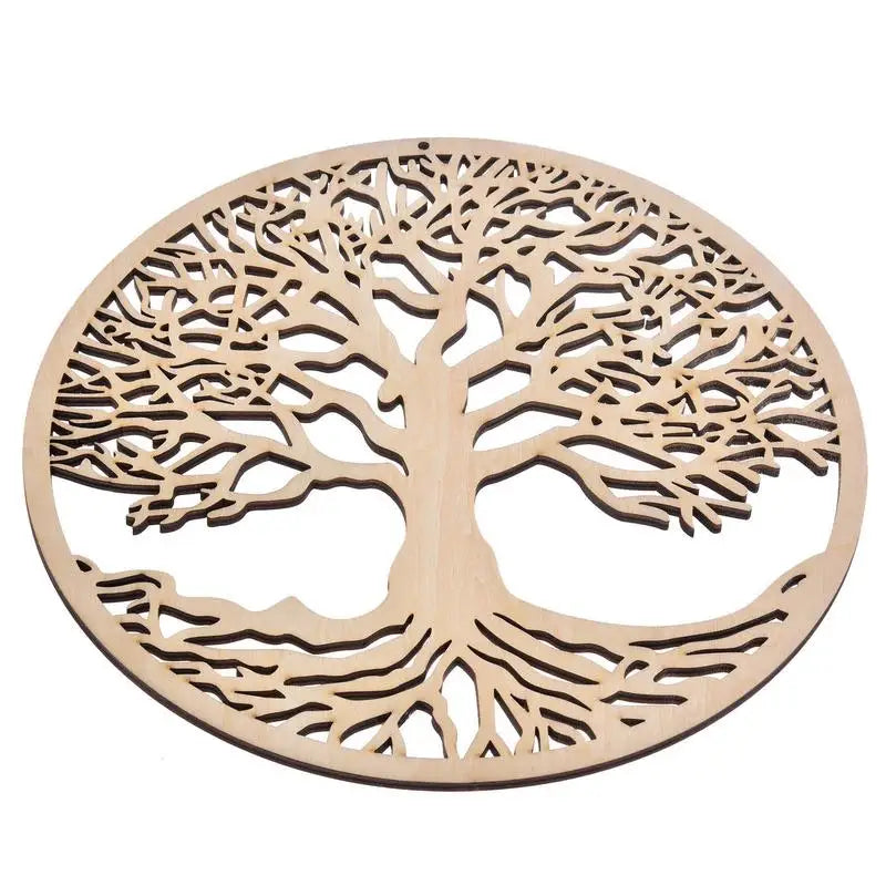 Wooden Tree Of Life Wall Art Round Cutout Decoration