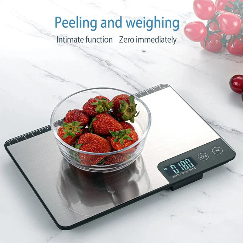 15Kg 1g Digital Kitchen Scale Stainless Steel Weighing Food scale