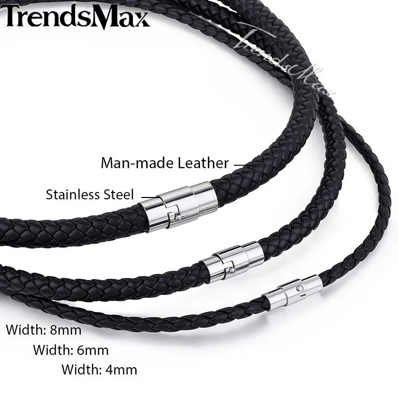 Man-made Leather Necklace Choker Black Magnetic