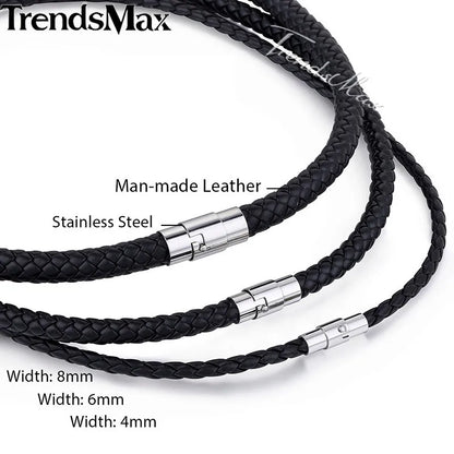 Man-made Leather Necklace Choker Black Magnetic